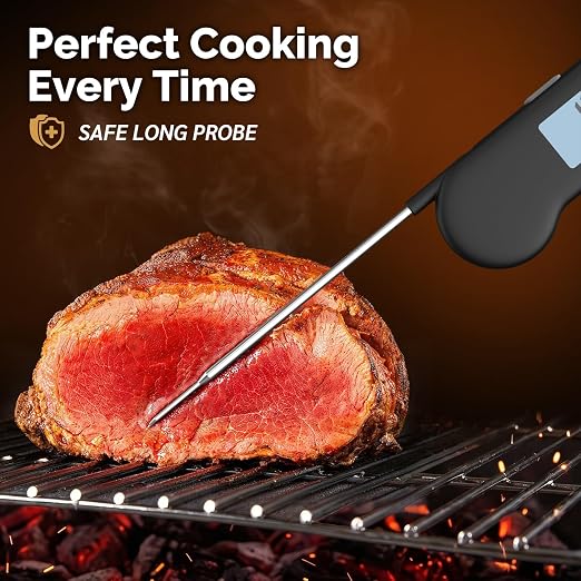 0.5 Sec Instant Read Grill Meat Thermometer Digital Food Cooking BBQ, Black