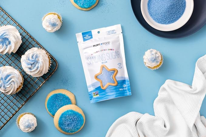 Pure Food Dye Free Blue Sanding Sugar, 5 oz | Naturally Colored Decorating Sugar Sprinkles | Colored Sugar | Great for Baking and Decorating