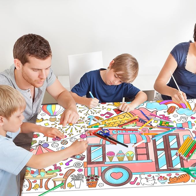 Gatherfun Giant Coloring Poster for Classroom Wall - Versatile 31.5 x 72 Inches SUMMER Activity Poster/Table Cover, School Parties, SUMMER Birthday Party and Special Events Decoration