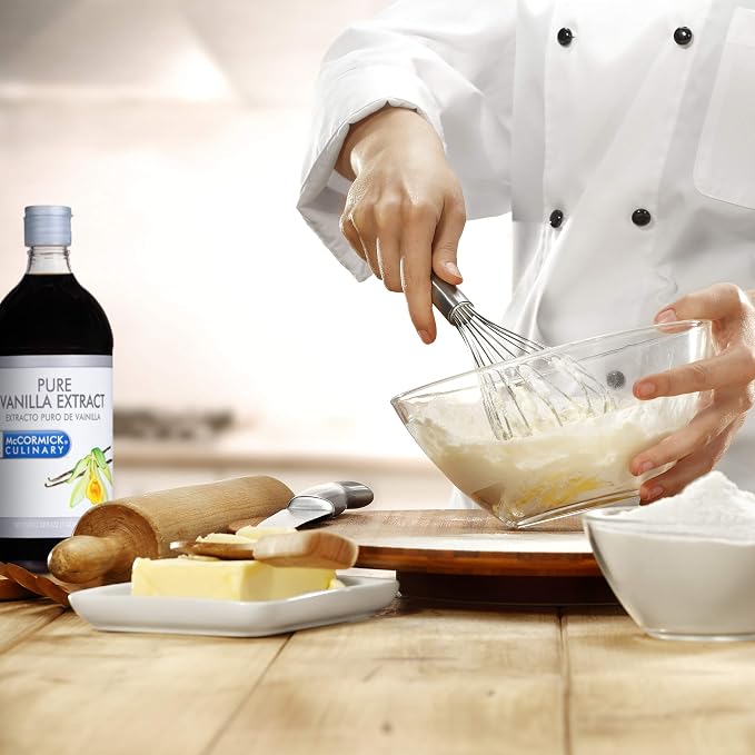 McCormick Culinary Vanilla Extract, 32 fl oz - One 32 Fluid Ounce Container of Gluten Free and Non-GMO Pure Vanilla Extract Made From Premium Vanilla Beans Perfect for Chefs & Home Bakers