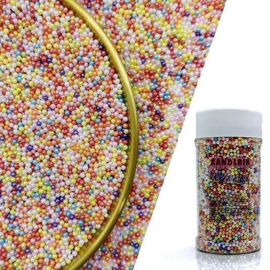 Edible Mixed Color Pearl Sugar Sprinkles Candy 2mm Mini Pearls Cake Decorations Cupcake Toppers Cookie Decorating Perfect for Wedding Party Valentine Halloween Christmas Supplies 3OZ