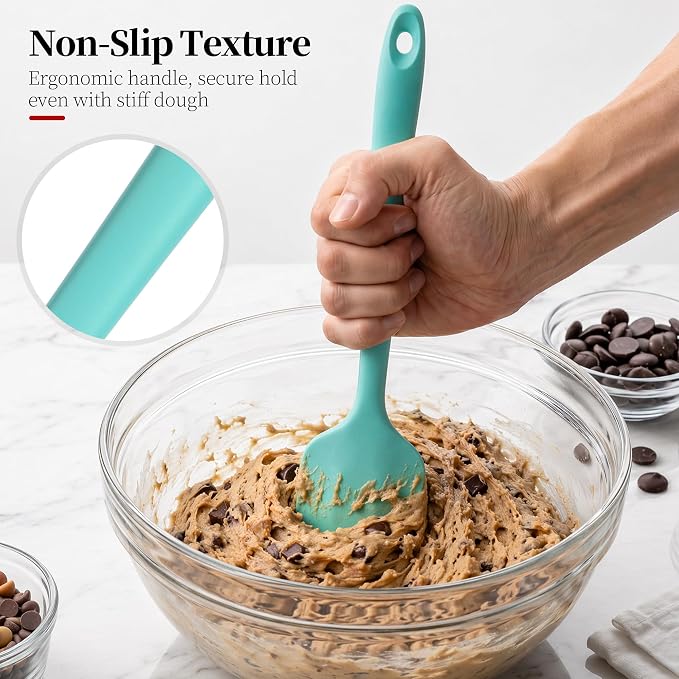 600ºF Heat Resistant Silicone Spatula Spoonula Set of 3, Aqua Sky | High Heat Food Safe Kitchen Use Scraper for Cooking Baking Mixing Scraping Stirring Cake Nonstick Cookware Pan Bowl