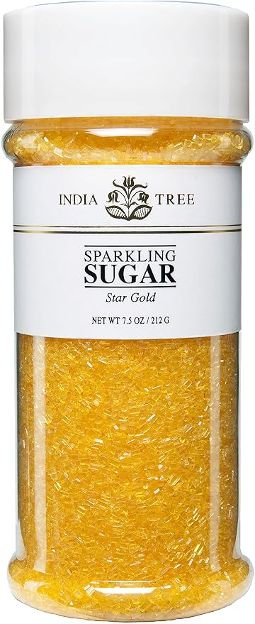 India Tree Gold Sparkling Sugar, 7.5 oz | Vibrant Decorating Sugar for Cakes, Cookies & Holiday Desserts