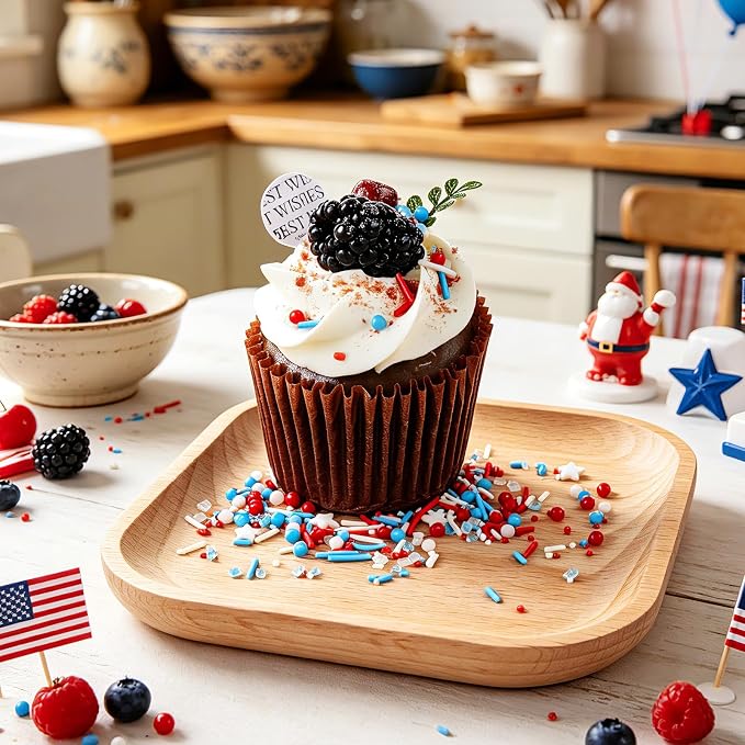 Red White and Blue Sprinkles, Patriotic Jimmies Nonpareils White Star Sprinkle Mix, 4.6oz Edible 4th of July Sprinkles for Baking, Ice Cream, Cookies, Cupcake Toppings