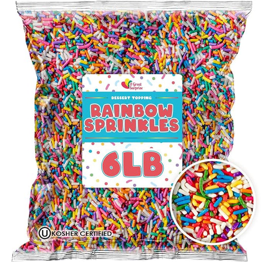 Bulk Rainbow Sprinkles – 6 lb Baking Topping – Ice Cream, Cake Decorating, Cookies, Cupcakes & Party Desserts