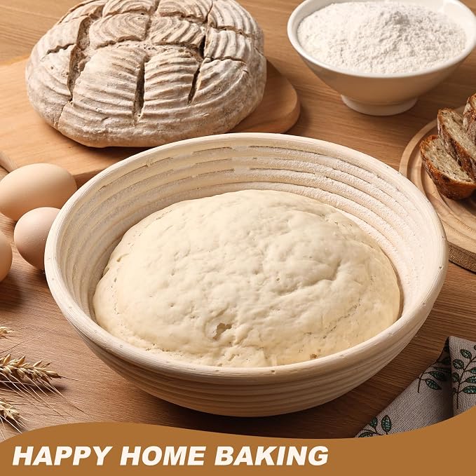 Banneton Bread Proofing Basket Set of 4PCS 6 Inch Mini Round Sourdough Dough Proofing Bowls for Sour Dough Bread Baking Supplies, Small Banneton Proofing Basket for Home Sourdough Bakers