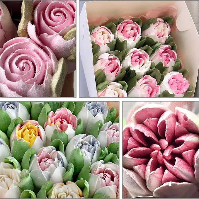 6Pack Extra Large Flower Russian Piping Tips Set, Stainless Steel Rose Tulip Icing Tips For Cake Decorating, Floral Piping Tips Flower Bouquet For Cookies Desserts Baking Tool(XXL,6E)