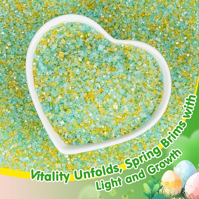 Edible Green Sanding Sugar Sprinkles,Edible Gold Light Green and Sky Blue Sprinkle Mix,150g/5.3oz,Edible Sugar Crystals for Cake Decorating,Sprinkle Mix for Baking Decorations,Cookies,Ice Cream,Fondant Cake,Caramel Apples,Cupcakes,Desserts,Soccer Sport...