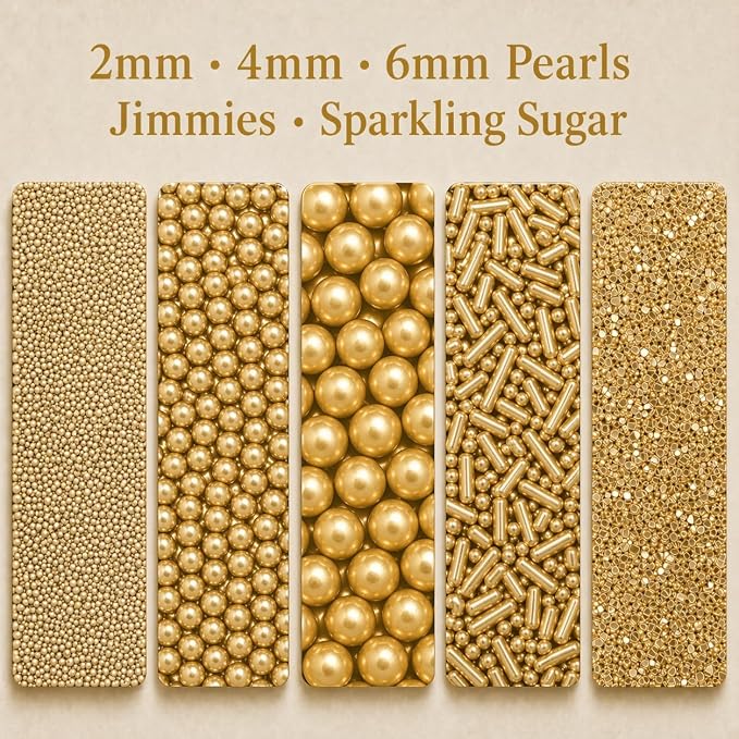 Confect Champagne Gold Sprinkles for Christmas Cakes & Cupcakes – Birthday Sprinkles – Edible Cake Topping for Cupcakes, Cookies, Desserts – Celebration Baking Decoration – Vegan, Gluten-Free, Nut-Free, Soy-Free, Dairy-Free , Handcrafted Sprinkle - 5 Oz