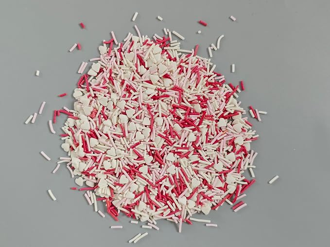 Edible Valentines Sprinkles for Baking,Pink, Red and White Heart,Jimmies,Nonpareils,Sanding Sugar for Love Valentines Day Cake Cookies Cupcake Topper Decorating(4 Bottles)