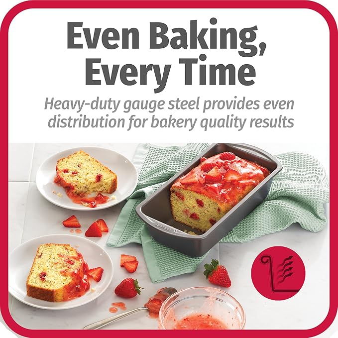 GoodCook Nonstick Loaf Pan 8 x 4-Inch Heavy-Duty Steel Bakeware with Easy-Clean Non-Stick Coating, Oven & Dishwasher Safe Pan for Meatloaf Breads Lasagnas Casseroles & More, Set of 2, Gray