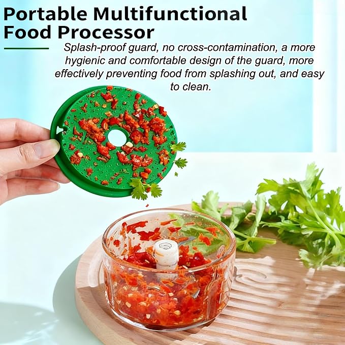 Portable Wireless Food Processor, Mini Electric Garlic Chopper for Vegetables, Nuts, Baby Food, Compact & Rechargeable Kitchen Gadget with Splash-Proof Design