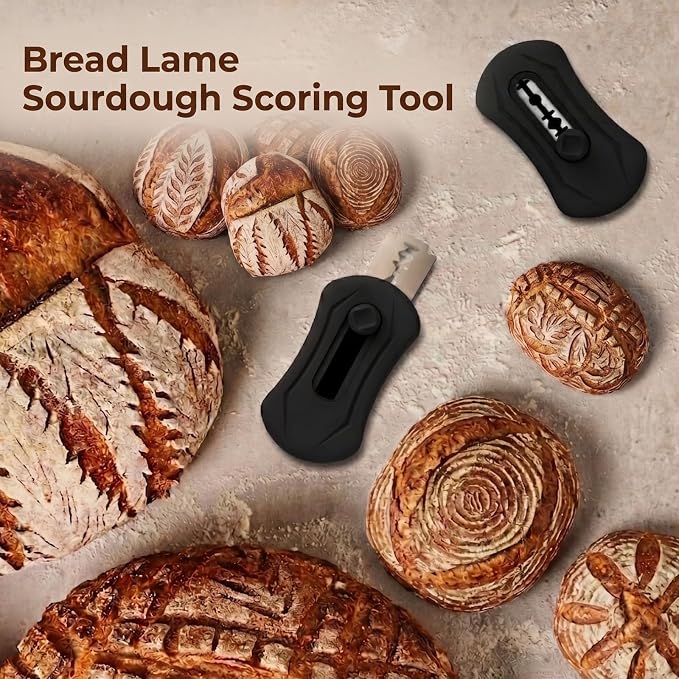 2PCS Sourdough Bread Lame Scoring Tool,Retractable Bread Scorer with 10 Replaceable Blades, Magnetic Storage for Artisan Bakers & Home Sourdough Baking, Professional Sourdough Baking Tools
