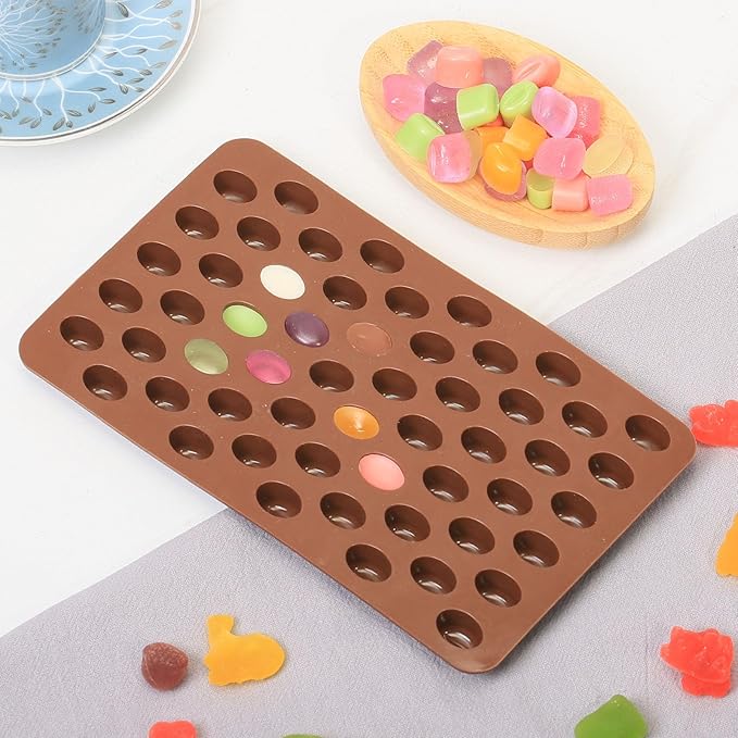 Mini Coffee Bean Molds, 55 Cavities Silicone Chocolate Mold with Coffee Bean Shape, Food Grade Mini Silicone Mold for Homemade Sugar Free Chocolate Chips/Snacks/Cake Décor, 2 PCS
