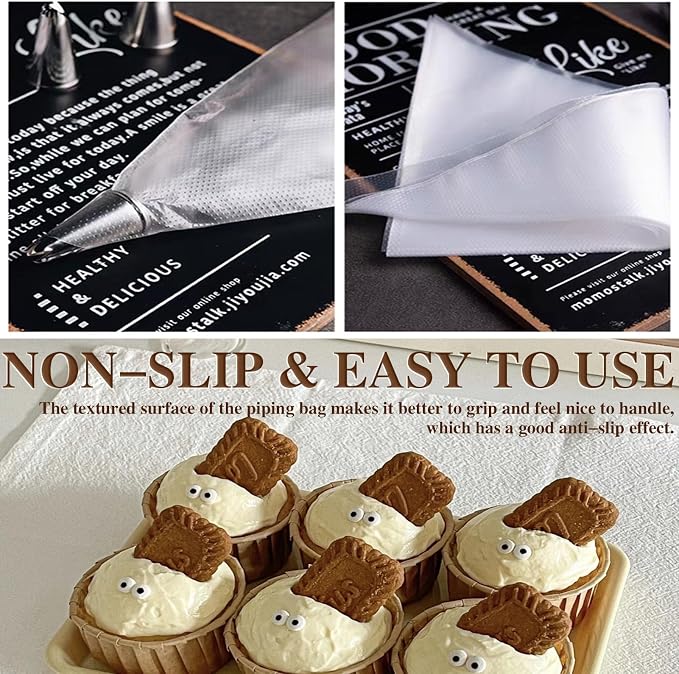 18 Inch Piping Bags, 400pcs Disposable Decorating Pastry Bags, Large Thickened Plastic Anti-Burst Non-Slip Icing Bags for Cookie and Cake Decorating (18 inch)