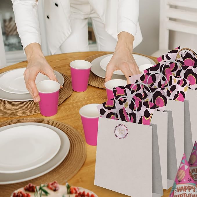 Pro Supply Global Pink Leopard Perforated Roll Stickers – 1.5 Inch Round 500 Count – A Decorative Thank You Labels for Packaging, Party Supplies, Wrapping, Envelopes, Boutiques, and Event Decorations