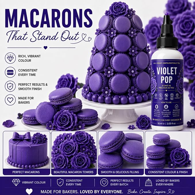 Confect Violet Pop Gel Food Coloring – Highly Pigmented Gel Based Food Color for Buttercream, Cakes, Cookies & Baking – 60mL / 2 FL OZ