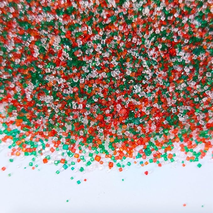 Christmas sanding sugar Mix Sprinkles - 4.6oz - Red, Green & White Confetti for Dessert Decorating - Holiday Baking Toppings for Gingerbread, Cupcakes, Cookies, Cake Pops, Ice Creams