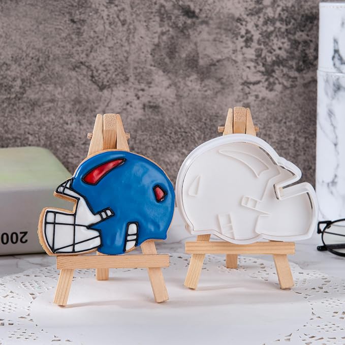 Mostop Sport Cookie Cutter with Stampers 3pcs Football Cookie Cutter Set, Football, Helmet, Football Game, Cake Decoration Tools Party Supplies Favors
