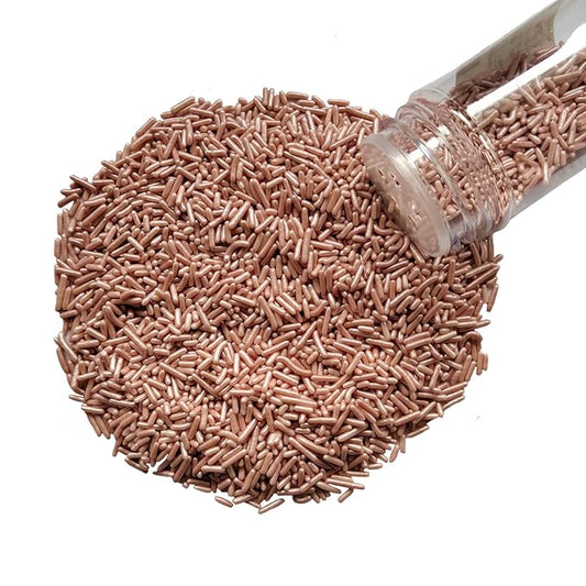 Homankit Rose Gold Jimmies Sprinkles Edible Sprinkle Candy Soft Jimmies Toppings for Ice Cream, Cupcake, Cake, Cookie, Dessert Decorating 2.75 Ounces