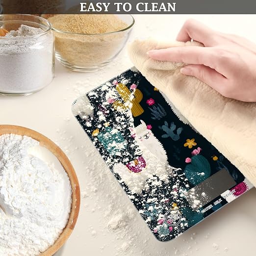 Food Scale Kitchen Scale for Baking Cooking Digital Food Weighing Measuring Scale Small Waterproof Electric Food Scale White Llama Green Cactus