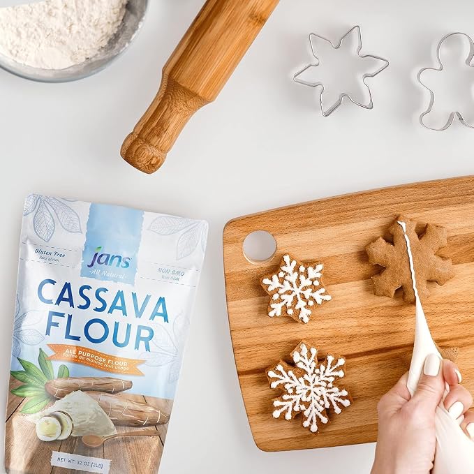 Jans Cassava Flour All-Purpose Flour Alternative (2 lbs, Pack of 12) All-Natural, Non-GMO & Gluten-Free, Grain-Free, Paleo, AIP & Vegan Friendly