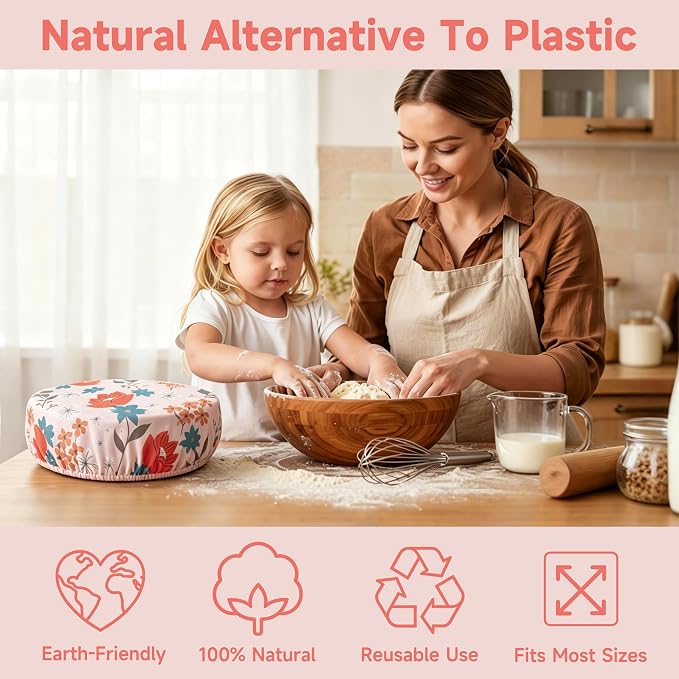 Bowl Covers Reusable Bread Proofing Bowl Covers Sourdough Bread Baking Accessories, Flowers