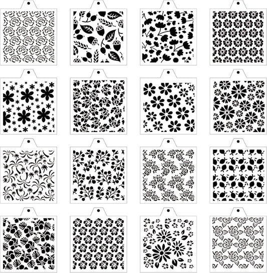 Stencil Genie 16 Pcs 5.5x5.5in Baking Stencils for Royal Icing, Airbrush; Sugar Cookies; Craft Painting