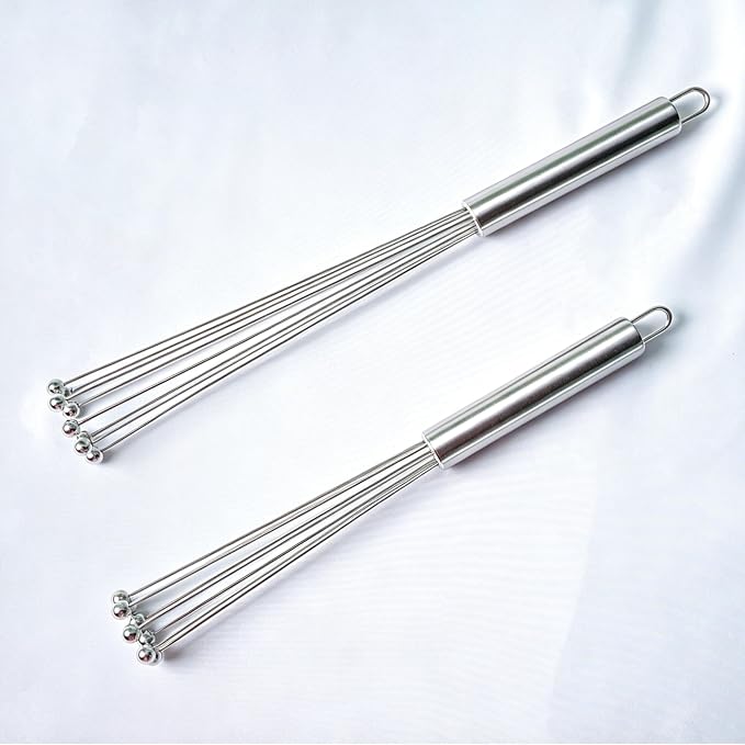 Whisk Set, Stainless Steel Ball Whisk Kitchen Tools Ideal for Cooking, Blending, Whisking, Beating & Stirring
