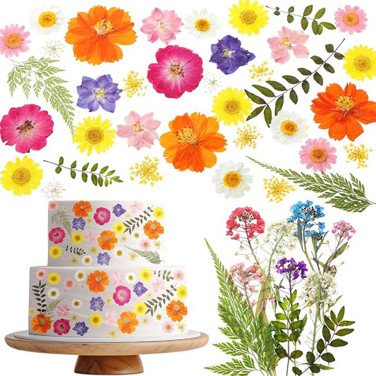 96 Pcs Natural Dried Pressed Flowers for Cake Topper Decorating Cupcake Toppers Cocktails Resin Jewelry Candle Soap Making DIY Art Crafts