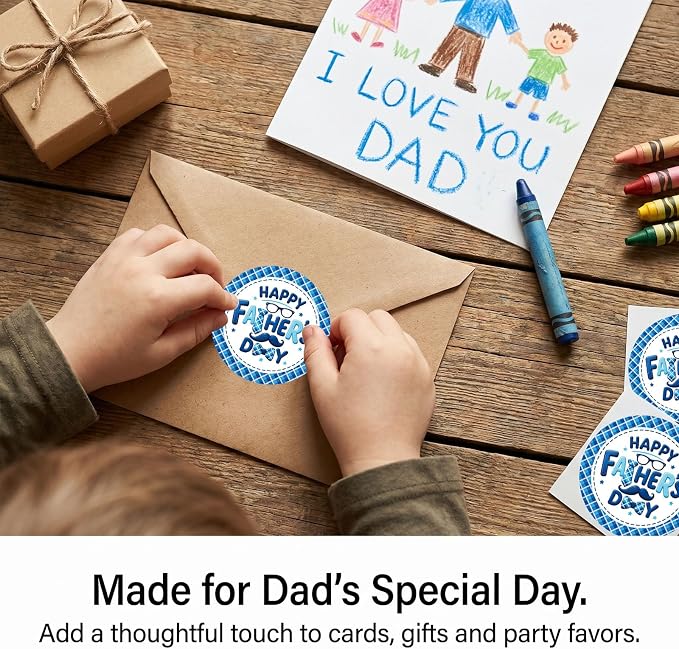 Father’s Day Stickers 60 Pcs, Happy Fathers Day Stickers for Gift Wrapping Cards Envelopes Treat Bags, Best Dad Ever Round Labels for Father’s Day Supplies Family Party Decorations
