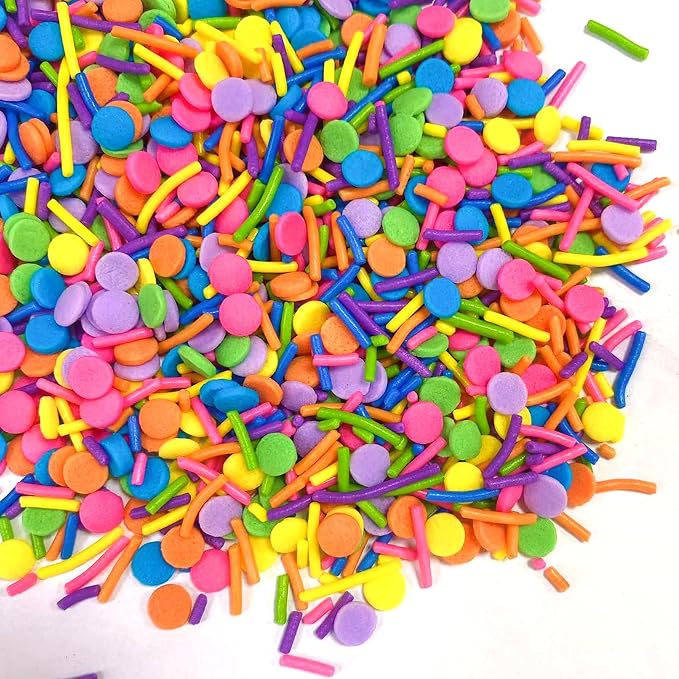 Sentovac Colorful Neon Sprinkles Edible Rainbow Confetti Jimmies Mix for Cake Decorating Candy Cupcake Cookie Baking Ice Cream Dessert Halloween Christmas Holiday Decorations