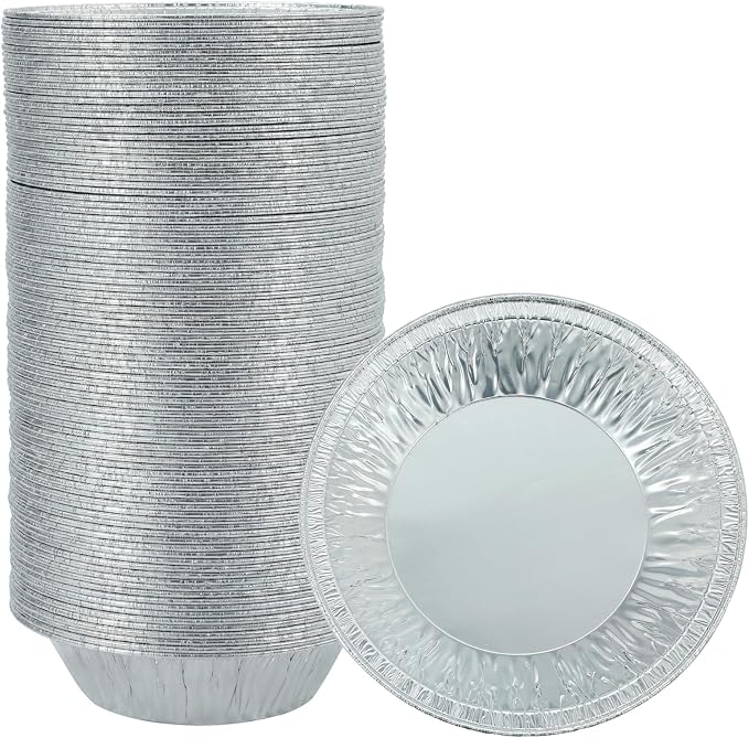 Waytiffer Pie Pans (100 Pack) 5 inch HEAVY-DUTY Disposable Aluminum Foil pie/tart Pans for Baking Personal Mini Pies, Foil Pie Tin for Bakeries, Cafes,Easily Stack & Store, Freeze & Reheat