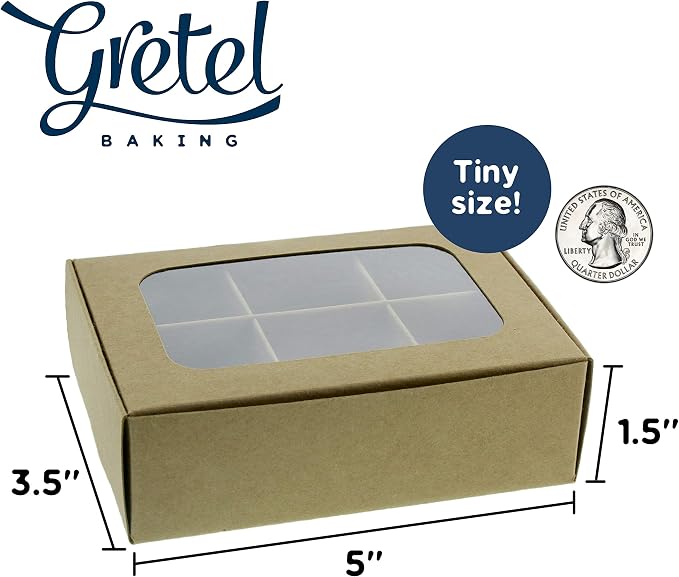 Treat Boxes - 20 ct 5 x 3.5 x 1.57 in Bakery Boxes with Windows and Dividers for Candy, Cookies, Cupcakes, or Bakery Desserts - Chocolate, Treats, and Baked Goods Packaging for Gifting