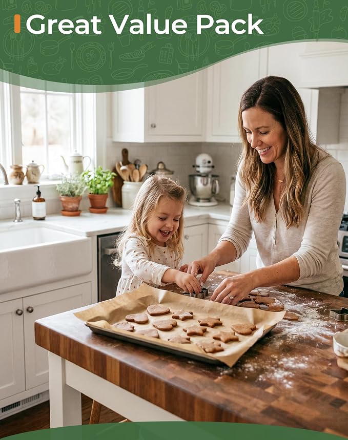 200PCS 9x13 Unbleached Parchment Paper Sheets for Baking, Precut Brown Baking Paper for Quarter Sheet Pan, Non-Stick Greaseproof for Oven & Air Fryer – Perfect for Cookies, Bread, Pizza & Cake