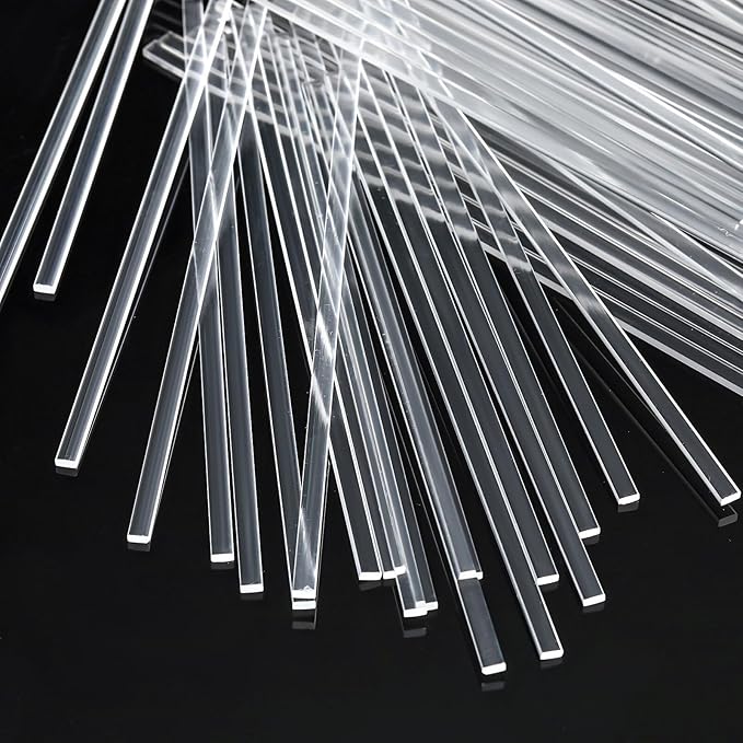 Beeveer 100 Pcs 12" Flat Clear Sticks for Cake Toppers Acrylic Candy Cake Pops Sticks Lollipop Reusable Candy Rods for DIY Cupcake Chocolate Cookie Dessert Decorations