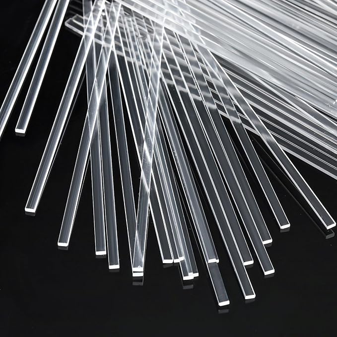 Beeveer 100 Pcs 6" Flat Clear Sticks for Cake Toppers Acrylic Candy Cake Pops Sticks Lollipop Reusable Candy Rods for DIY Cupcake Chocolate Cookie Dessert Decorations