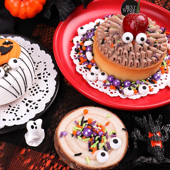 Halloween Sprinkles for Cake Decorating, Edible Candy Eyes Purple Orange Green Sprinkles, Eyeball Sprinkles for Baking Cupcakes Cookies 3.5oz