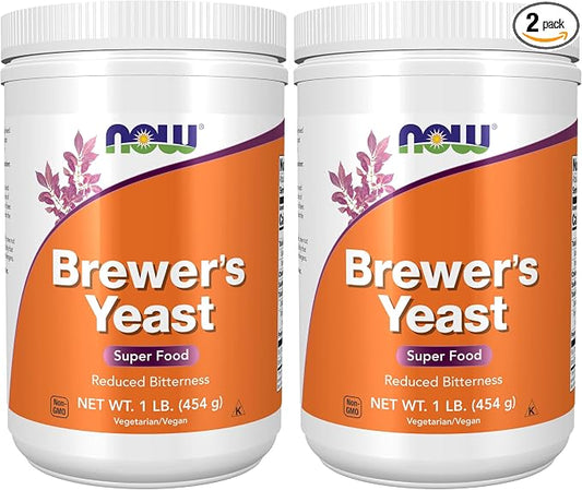 NOW Foods Supplements,Brewer's Yeast Powder with Naturally Occurring Protein and B-Vitamins,1-Pound,(Pack of 2)