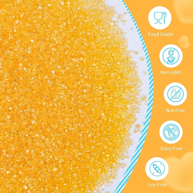 Edible Yellow Sprinkles,150g,Bright Yellow Sanding Sugar for Cake Decorating,Sprinkle Crystals Mix for Cookies,Ice Cream,Fondant Cake,Caramel Apples,Cupcakes,Desserts Topper,Birthday Party Festival Baking Decoration Supplies