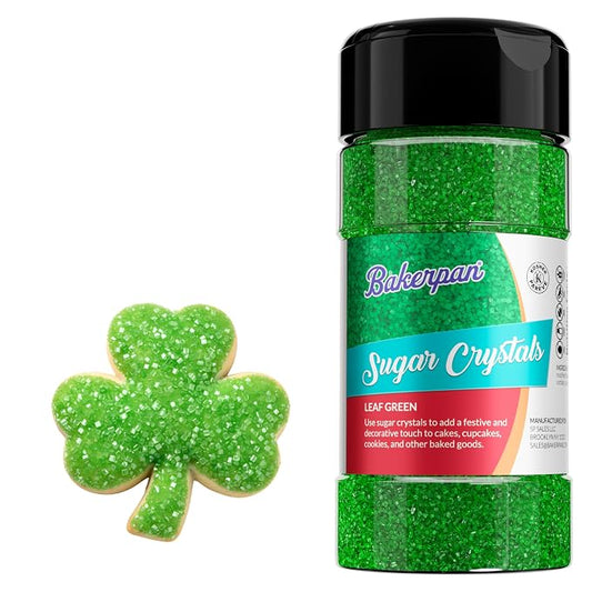 Bakerpan Leaf Green Sugar Sprinkles for Baking - 7 oz Coarse Sparkling Decorating Sugar Crystals for Baking Topping, Cookies & Cupcakes | Kosher, Gluten-Free, Made in USA