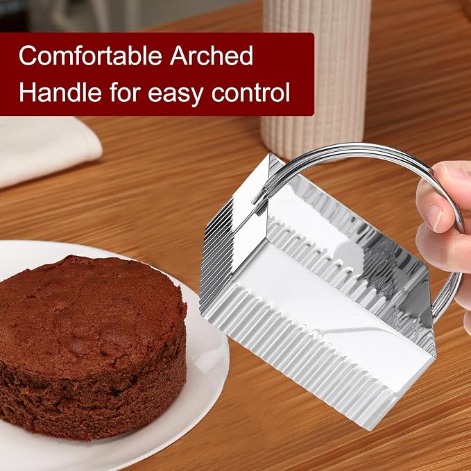 HARFINGTON 5 Pieces Square Biscuit Cutter with Handle Set Stainless Steel Cookies Dough Cutter Tool with Fluted Edge for Kitchen Baking Cake