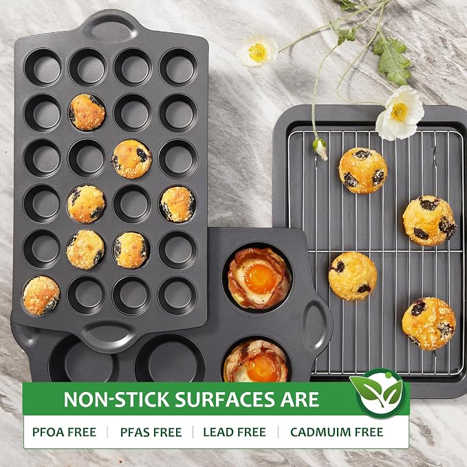HONGBAKE Nonstick Jumbo Muffin Pan, 2 Pack Large Cupcake Tin with 120pcs Muffin Liners, Cup Cake Tray for Baking, 3.5dia, 6 Cup, Premium, Extra Thick
