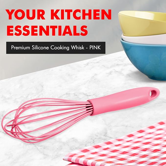 Chef Craft Premium Silicone Wire Cooking Whisk, 10.5 inch, Pink