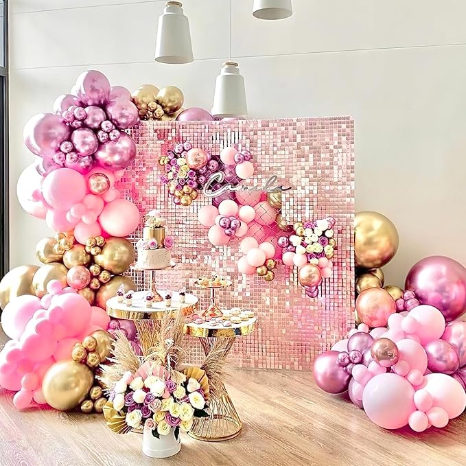 PartyWoo Light Pink Balloon Arch Kit Garland 140pcs Different Sizes of 18 12 10 5 Inch Baby Pastel Pale Pearl Metallic Pink White Clear Confetti Balloons for Baby Shower Birthday Party Decorations