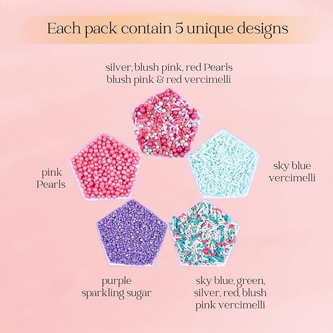 Confect Unicorn Party Sprinkles – Edible Cake Decorating Mix with Teal Jimmies, Hot Pink, Lavender & Coral Pearl Dragees, Purple Sparkling Sugar – Fun & Colorful Toppings for Cakes, Cupcakes, Cookies – Vegan, Gluten-Free, Nut-Free, Soy-Free, Dairy-Free...