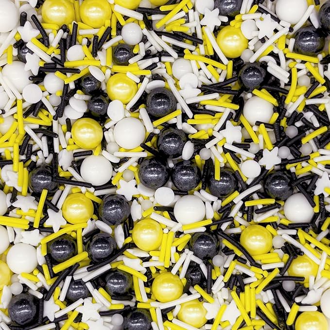 Dynastang Bumble Bee Themed Sprinkles Mixed Style Edible Cake Decorations Cupcake Toppers Cookie Perfect for Cakes, Cupcakes, Desserts Toppings 3OZ