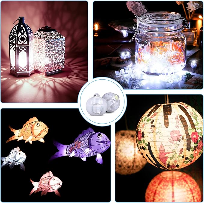 LIHAO 30pcs LED Balloon Lights Mini Round LED Ball Lights for Paper Lantern Christmas Halloween Birthday Wedding (White)