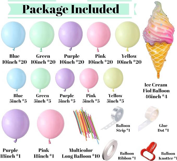 Pastel Balloons Garland Arch Kit 143pcs Macaron Rainbow Balloons Birthday Party Background Decoration Girl Baby Shower Donuts Ice Cream Party Supplies Pink Blue Green