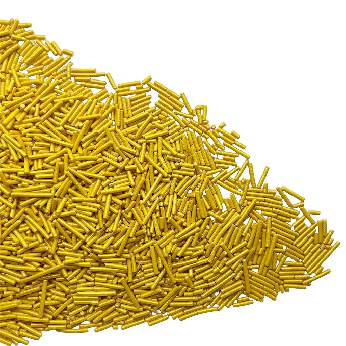 SE Si&Moos Gold Jimmies Sprinkles Gold Sprinkles for Cake Decorating Edible Crunchy Jimmies for Topping Ice Cream, Cookies, Cakes, Cupcakes, Dessert Decorating 3 OZ